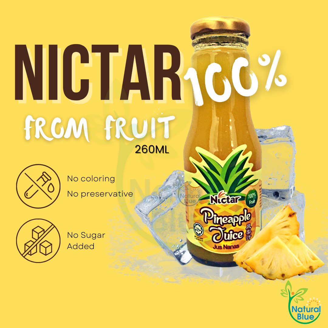 Nictar Pure Pineapple Juice, 260ml (12btls) </BR>凤梨汁